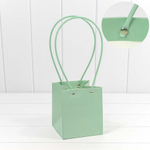 Пакет подарочный 15х13х13см Ваза для цветов (Зеленый, Крафт)