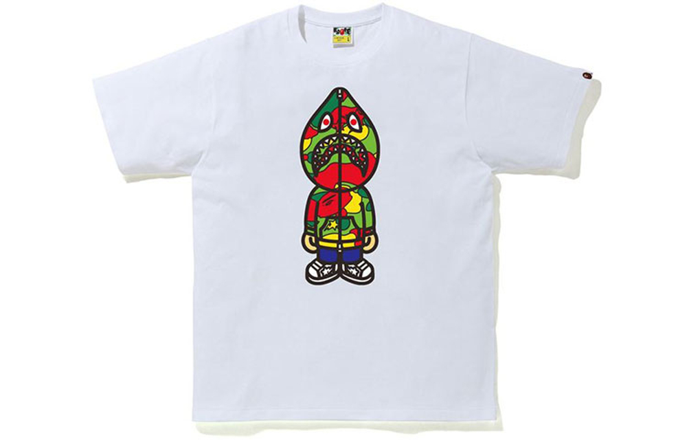 A Bathing Ape Sta Camo Classic Milo Shark Tee белый зеленый
