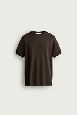 ZARA ФУТБОЛКА ИЗ СМЕСОВОЙ ВИСКОЗЫ, ШОКОЛАДНЫЙ