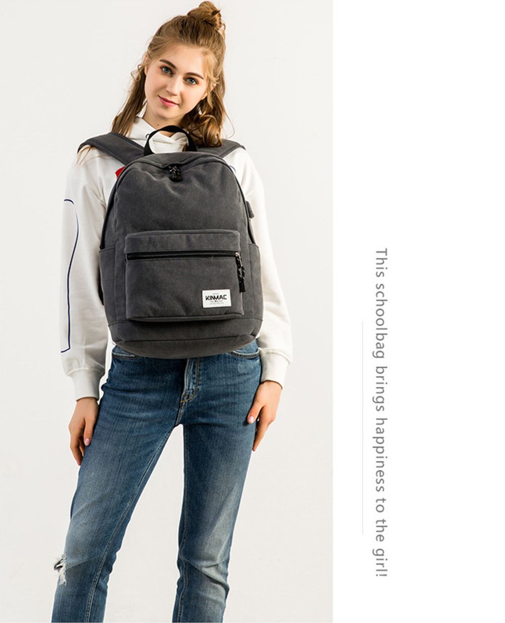 Рюкзак с отделением для ноутбука до 15,6" и USB-портом для зарядки (Серый)