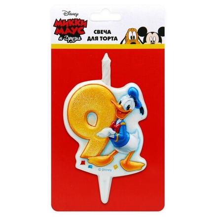 Свеча Цифра, 9 Микки Маус, 12 см