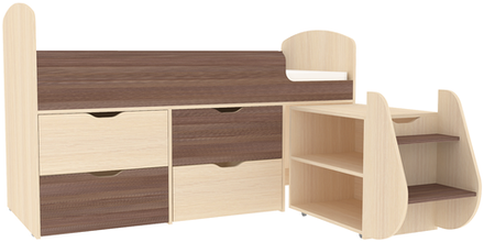 Кровать-чердак КарИВи Малыш 7  Дуб Молочный Бодего Темный