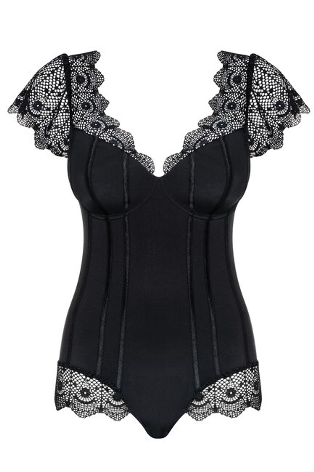 Боди с кружевом (лиф на косточках) Moketta Teddy LXL (46-48) (Цвет: черный)