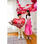 Фольгированный шар-сердце «Happy Valentine's Day. Мишка-ангел», 73 см