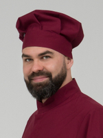 Колпак повара кондитера бордовый "Вишня"