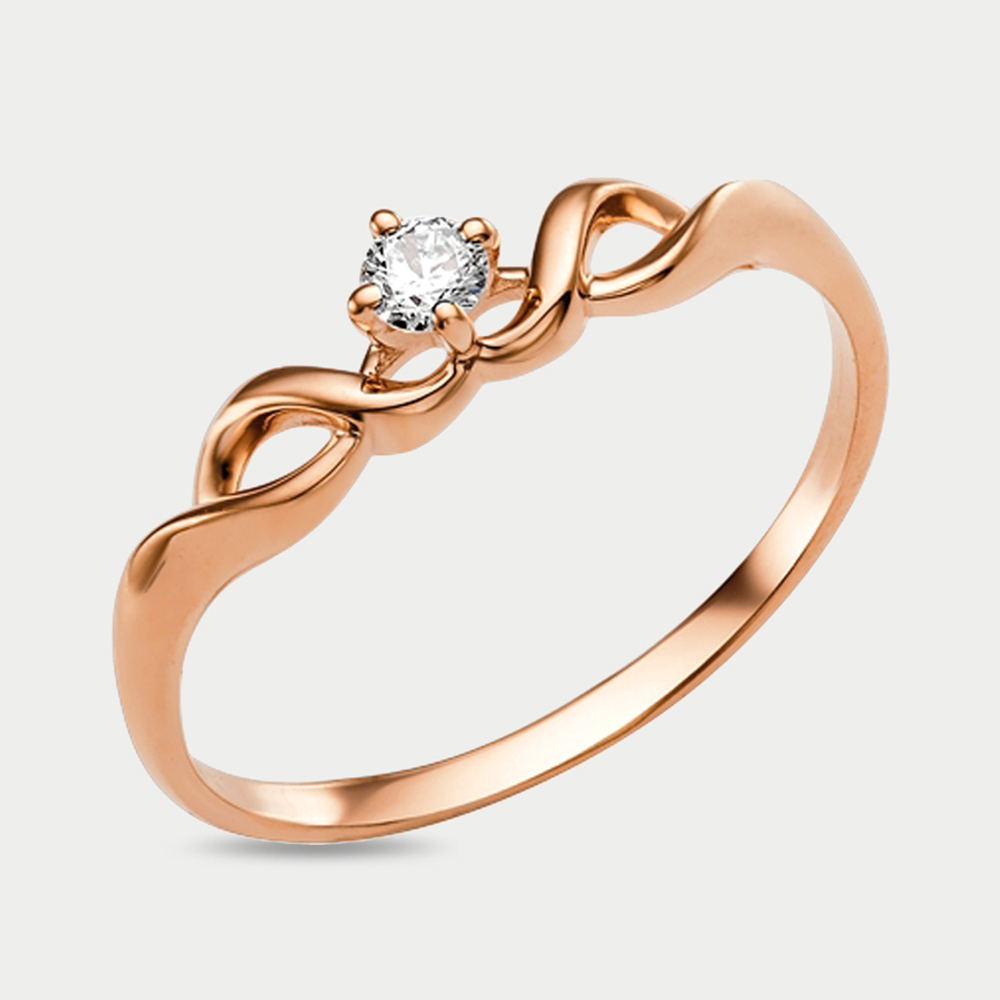 Помолвочное кольцо для женщин из розового золота 585 пробы с фианитами (арт.005121-1100)