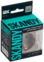 SKANDY Розетка с заземлением с защитными шторками 16А с USB C 18Вт SK-R17Sa песочный IEK