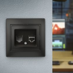 Розетка Intro Plano 1-302-05 телефонная RJ11, IP20, СУ, антрацит