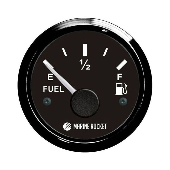 Указатель уровня топлива 240-33 Ом (US), черный циферблат, черный ободок, д. 52 мм, Marine Rocket