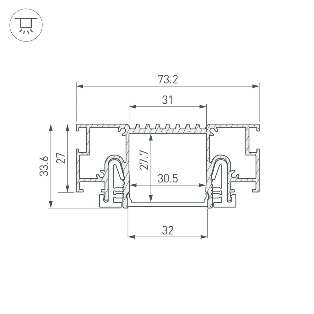 Профиль STRETCH-32-CEIL-CENTER-2000 WHITE (Arlight, Алюминий) 053526