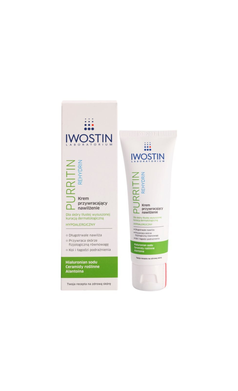 Iwostin Purritin Rehydrin - Увлажняющий крем для сухой и раздраженной кожи после лечения акне /   40  ml  / GTIN 5903263249016