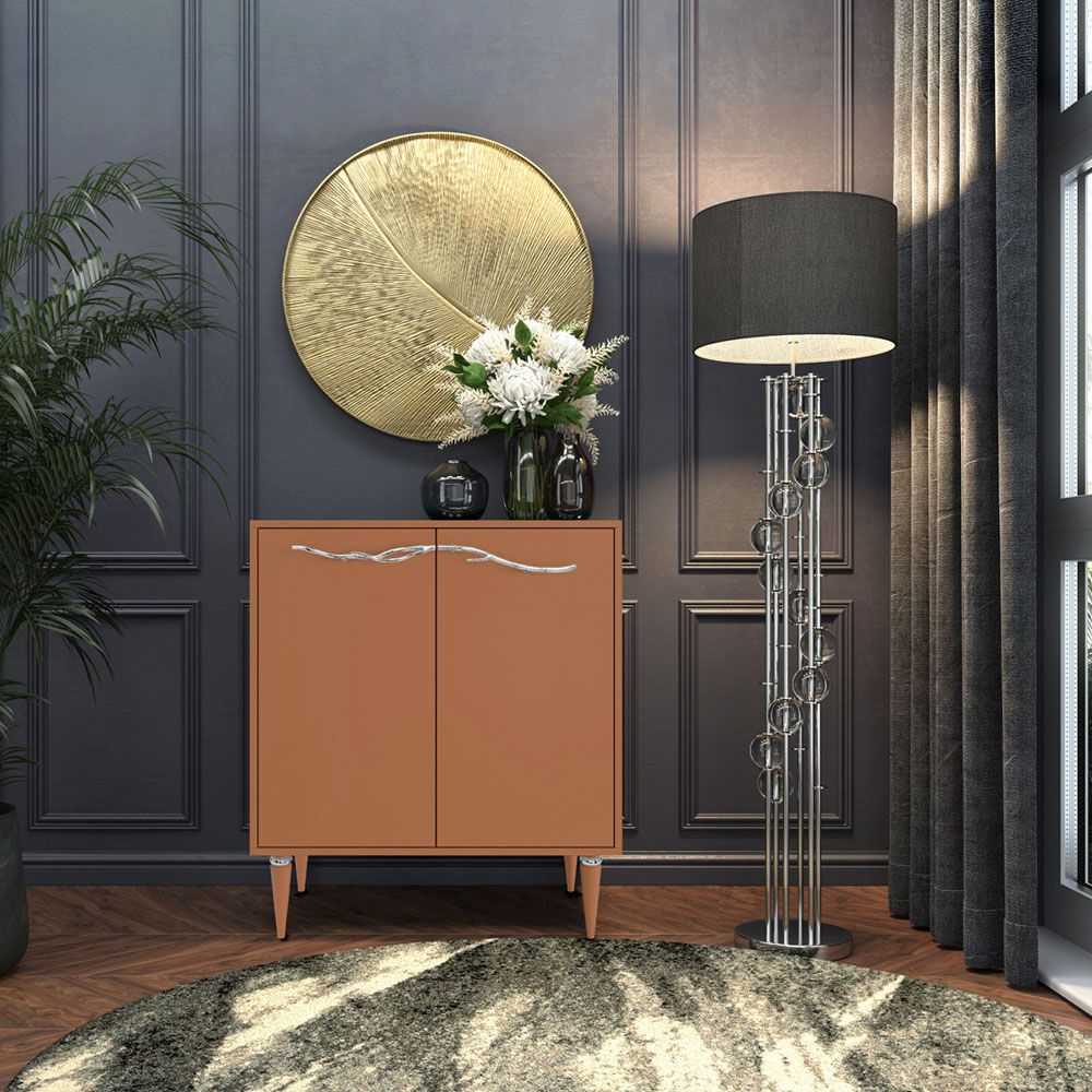 Комод Арт Колор matte Классик Сильвер с 2 полками Томленый оранжевый матовый