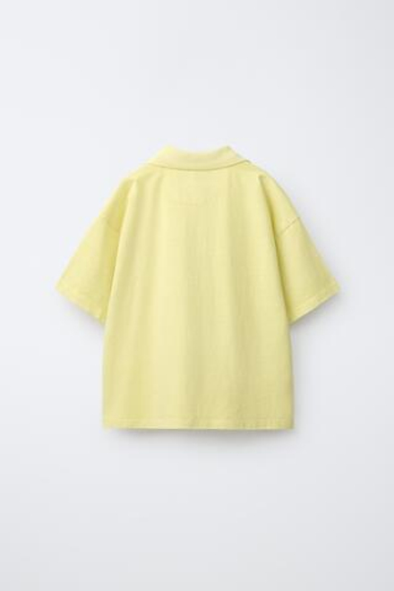 ZARA ПОЛО С ЭФФЕКТОМ ПОТЕРТОСТИ, ЛАЙМОВЫЙ