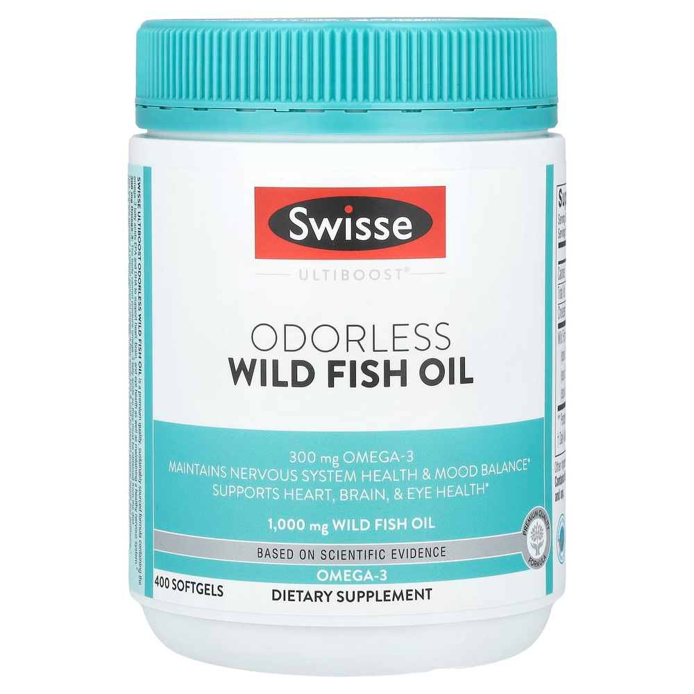 Swisse, Ultiboost® жир диких рыб без запаха, 1000 мг, 400 мягких таблеток