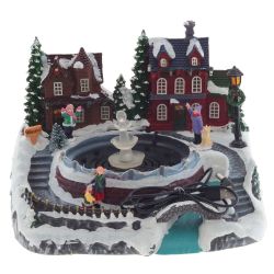 GAEM Фигурка декоративная "Рождество" (4 мелодии, подсвет, движ, фонтан 3xAA н/п, +USB), L26,5 W23 H19 см