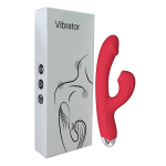 Красный силиконовый вибратор-кролик с вакуумным клиторальным отростком Secwell SW3015R