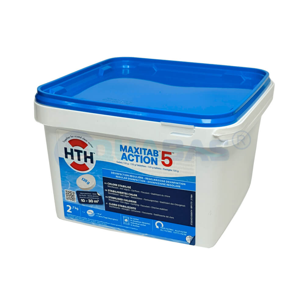 Хлор многофункц. стабилиз. 5 в 1 2,7кг HTH MAXITAB ACTION 5 таблетки 135гр. (упак. 1шт) (K801732H1)