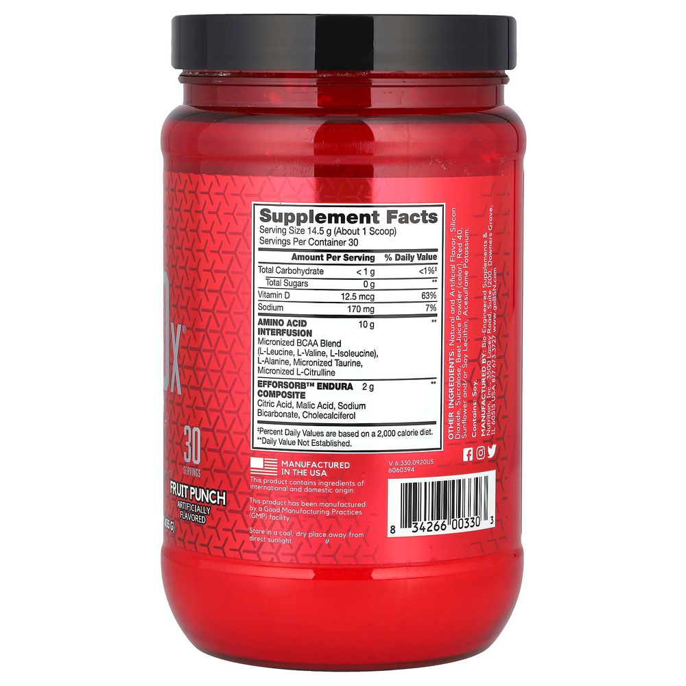 BSN, AminoX, выносливость и восстановление, фруктовый пунш, 435 г (15,3 унции)