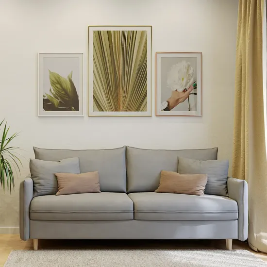 СКАНДИ Диван тканевый прямой светло-серый