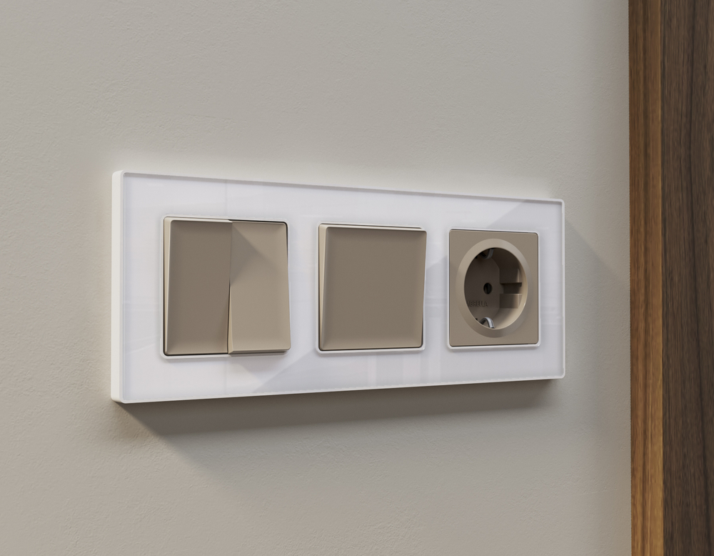 MA363050 Комплект механизма 2-кл выключателя с самовозвратом ALFA Серо-бежевый матовый QUANT (AP3630, VM129)