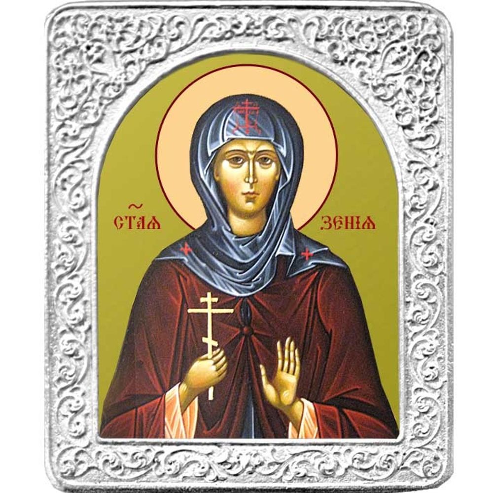 Святая Ксения. Маленькая икона в серебряной раме.