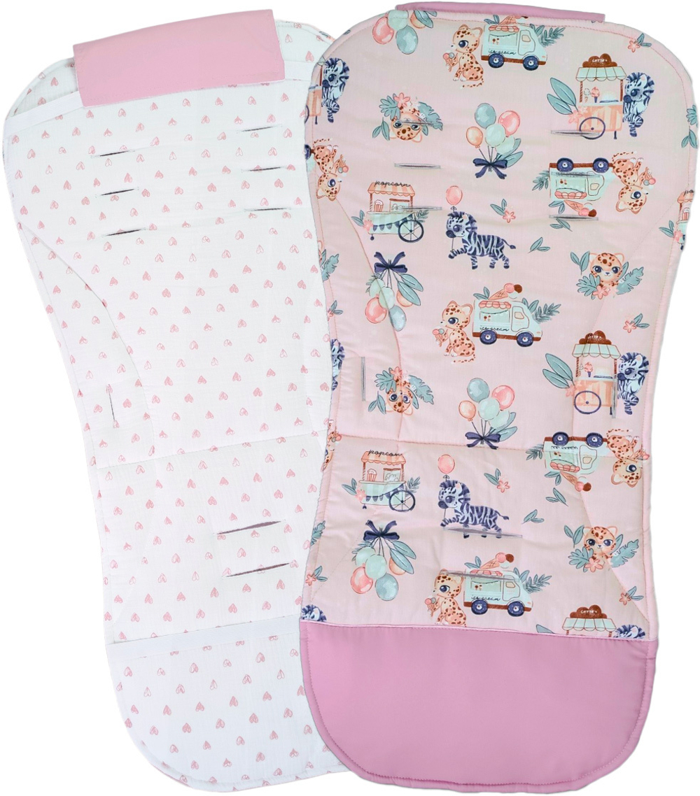 Матрасик в коляску модель КМ1 BG 169-3 розовый принт