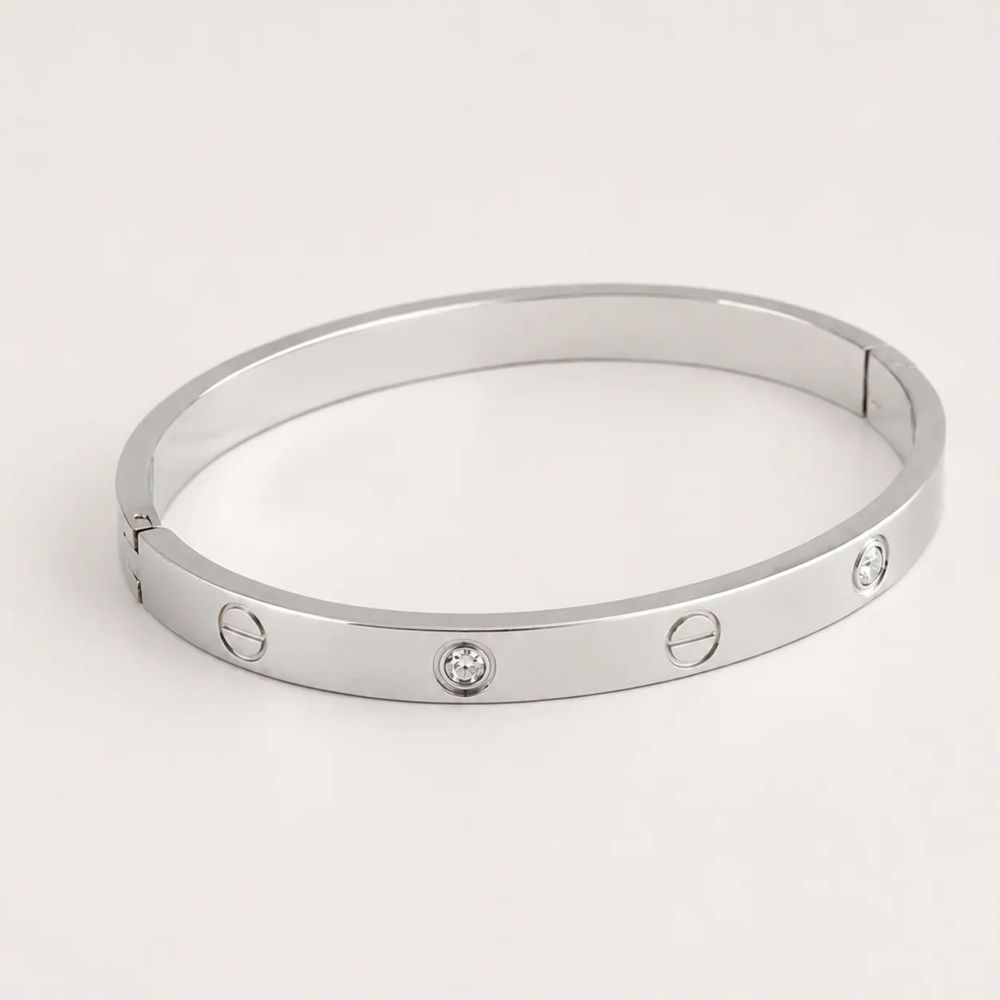 Жесткий браслет «Love Crystal» Silver