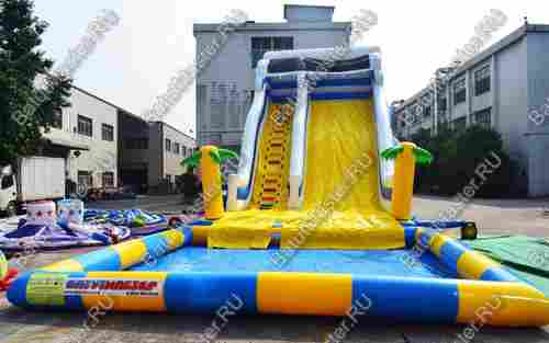 Надувная водная горка с бассейном «Пляжный оазис», 16*7*7 м