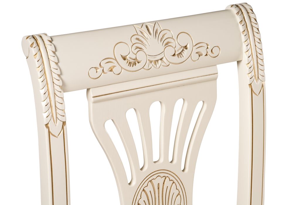 Деревянный стул Roy W/З молочный с патиной