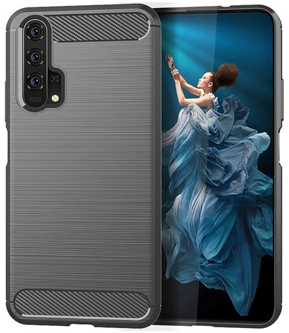 Чехол для Honor 20 (Honor 20S, 20 Pro, Huawei Nova 5T) цвет Gray (серый), серия Carbon от Caseport