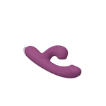 Фиолетовый силиконовый вибратор-кролик с вакуумным клиторальным отростком - 20,5 см. (Цвет: фиолетовый)