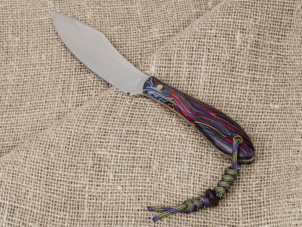 Нож для бушкрафта "Канадец XL", сталь VG-10/Elmax, рукоять микарта (фиолетовая)