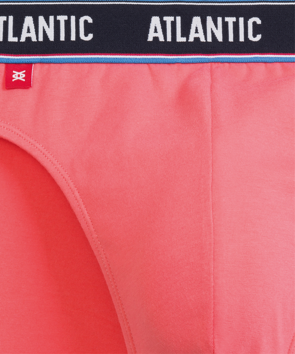 Мужские трусы слипы спорт Atlantic, набор 3 шт., хлопок, темно-синие + коралловые + серый меланж, 3MP-200