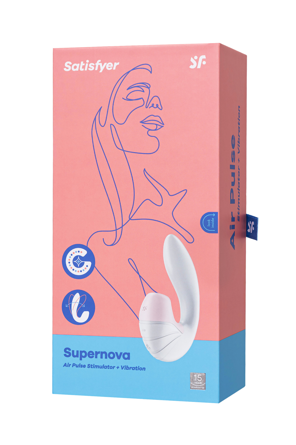 Вибратор Satisfyer Supernova, с вакуум-волновым стимулятором, силикон, белый, 16,9 см