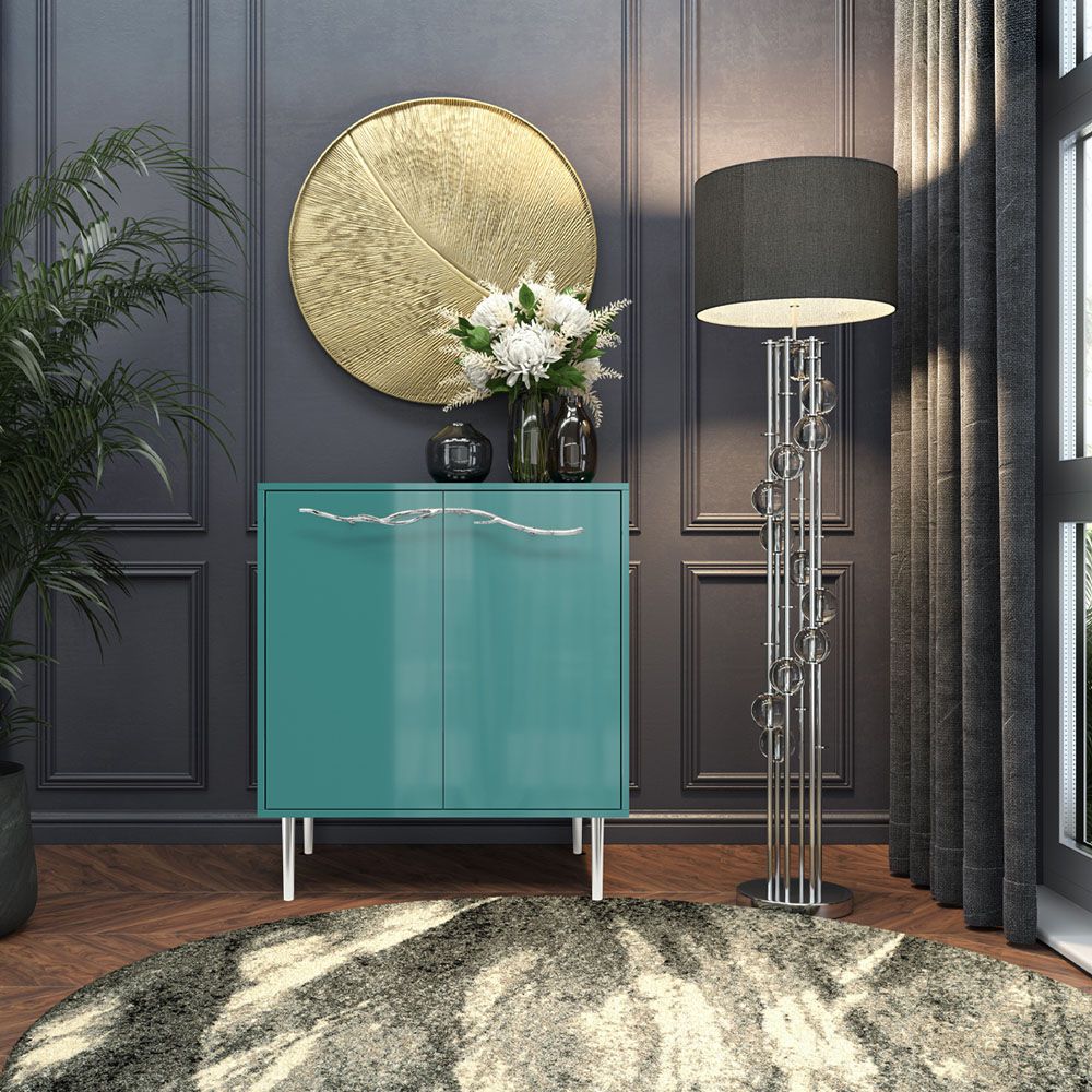 Комод Арт Колор Стайл Сильвер с 2 полками Пастельно-синий