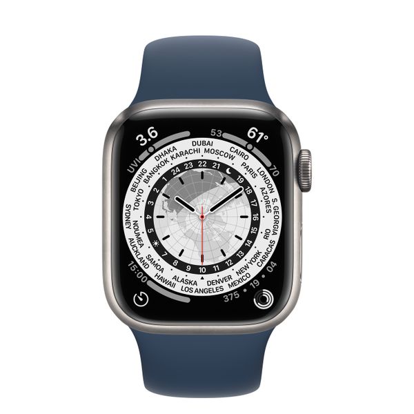 Умные часы Apple Watch Series 7 GPS + Cellular 45mm Titanium Case with Abyss Blue Sport Band