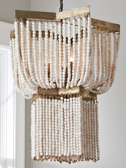 Люстра подвесная из деревянных бусинок