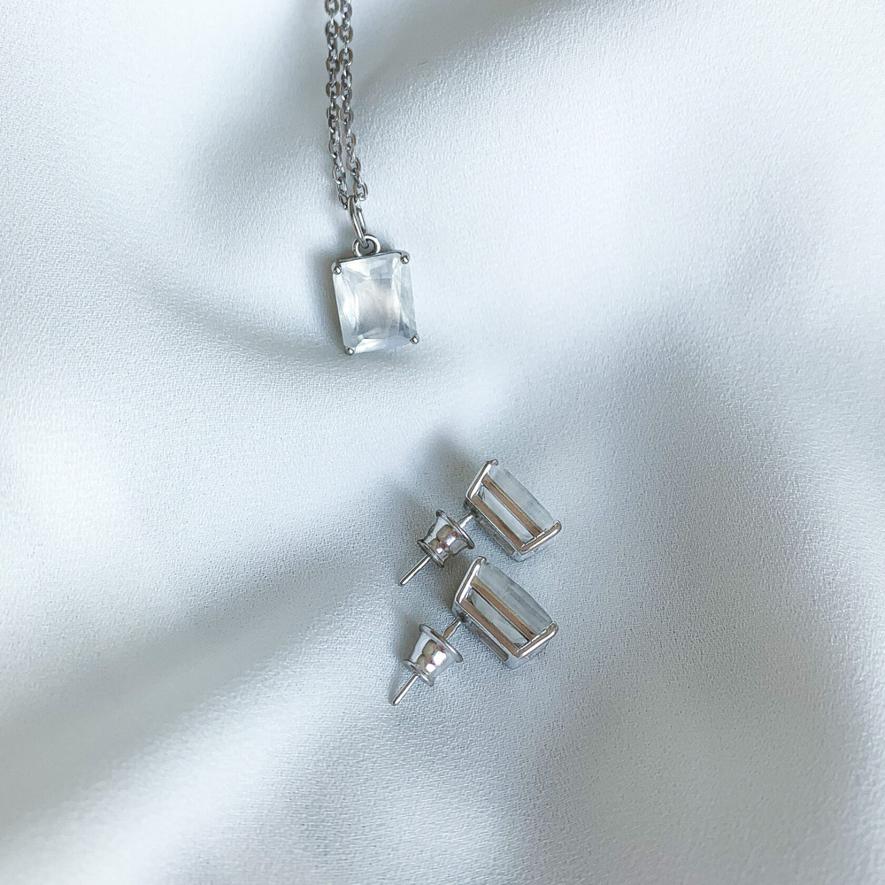 Серьги Сингапур с лунным камнем