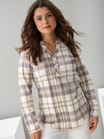 Блузка БЛ-22/клеткабеж-серебро