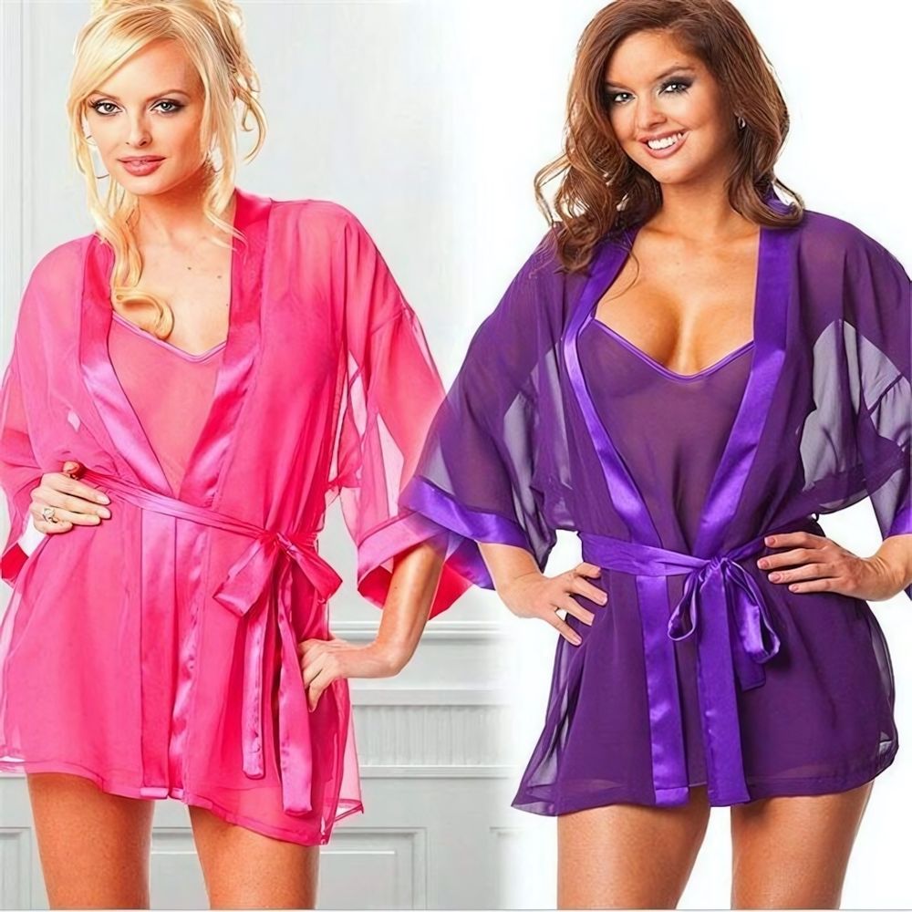 Эротический пеньюар с сексуальным халатиком фиолетового цвета Rosyland Clothing One Size (Цвет: фиолетовый)