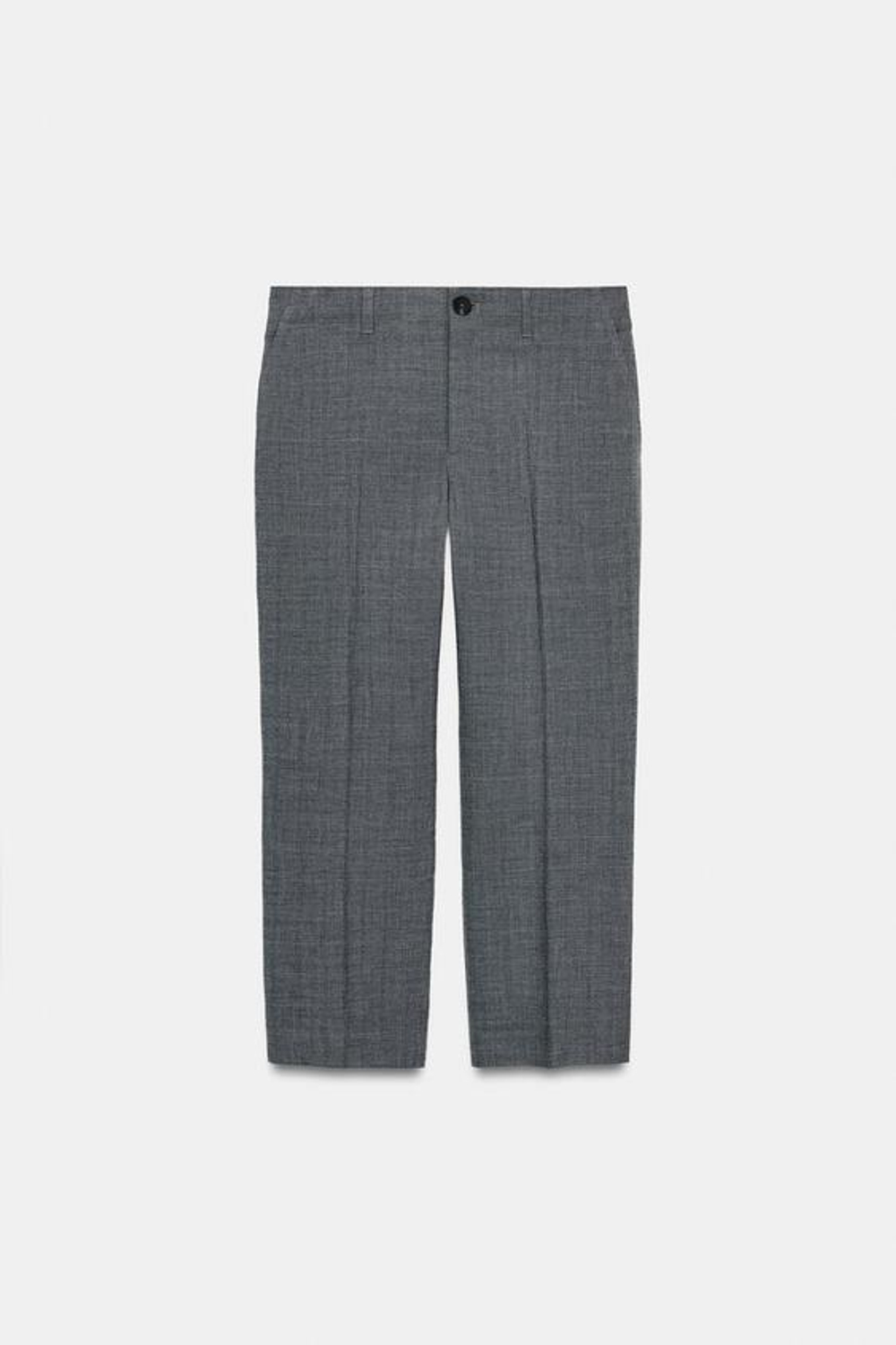 ZARA БРЮКИ ПРЯМОГО КРОЯ В КЛЕТКУ — ZW COLLECTION, СЕРЫЙ