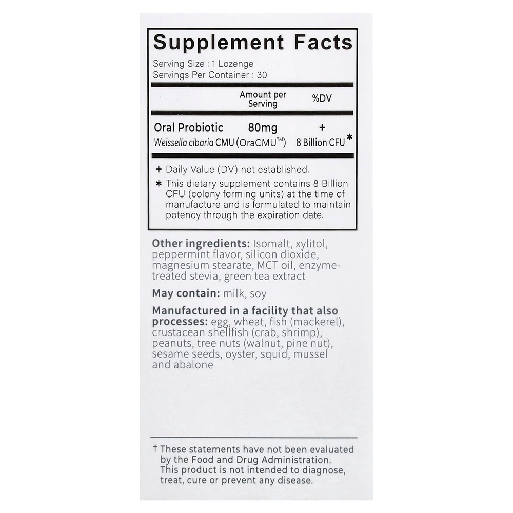 Oraticx, Green Breath, мята, 30 пастилок (80 мг в 1 пастилке)