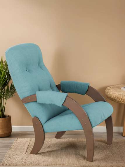 Кресло для отдыха Модель 61 Ткань ультра минт, каркас орех