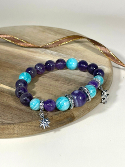 Браслет для Водолея, аметист и амазонит