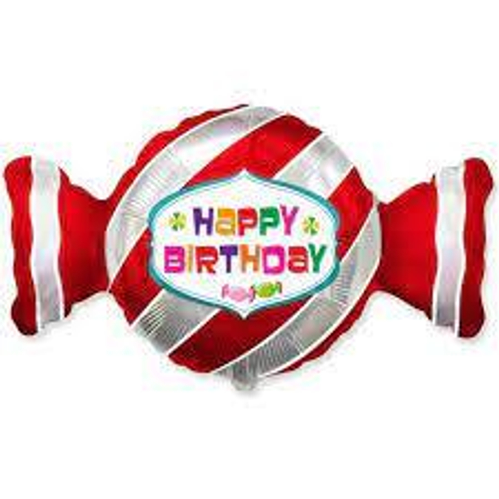 Шар (36""/91 см) Фигура, Конфета, С Днем Рождения, Красный, 1 шт. 6п Б184