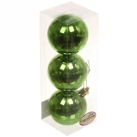 Новогодние шары 6 см (набор 3 шт) «Глянец», салатовый