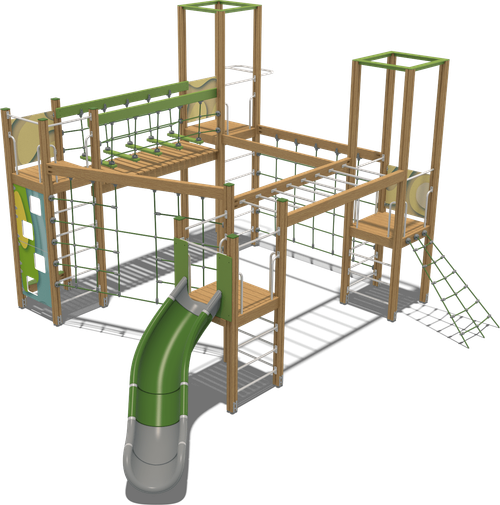 Детский городок Санта-Крус (стойки дуб, паттерн Papercut)
