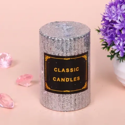 Свеча «Блестящий шик» 5*7,5 см, Серебро