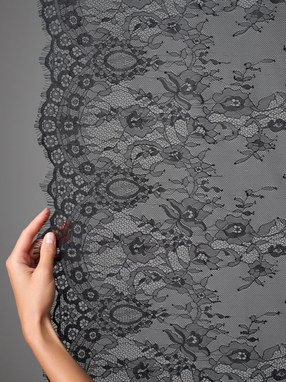 07-02 Кружево реснички (шантильи) широкое, 75 см, черный 170