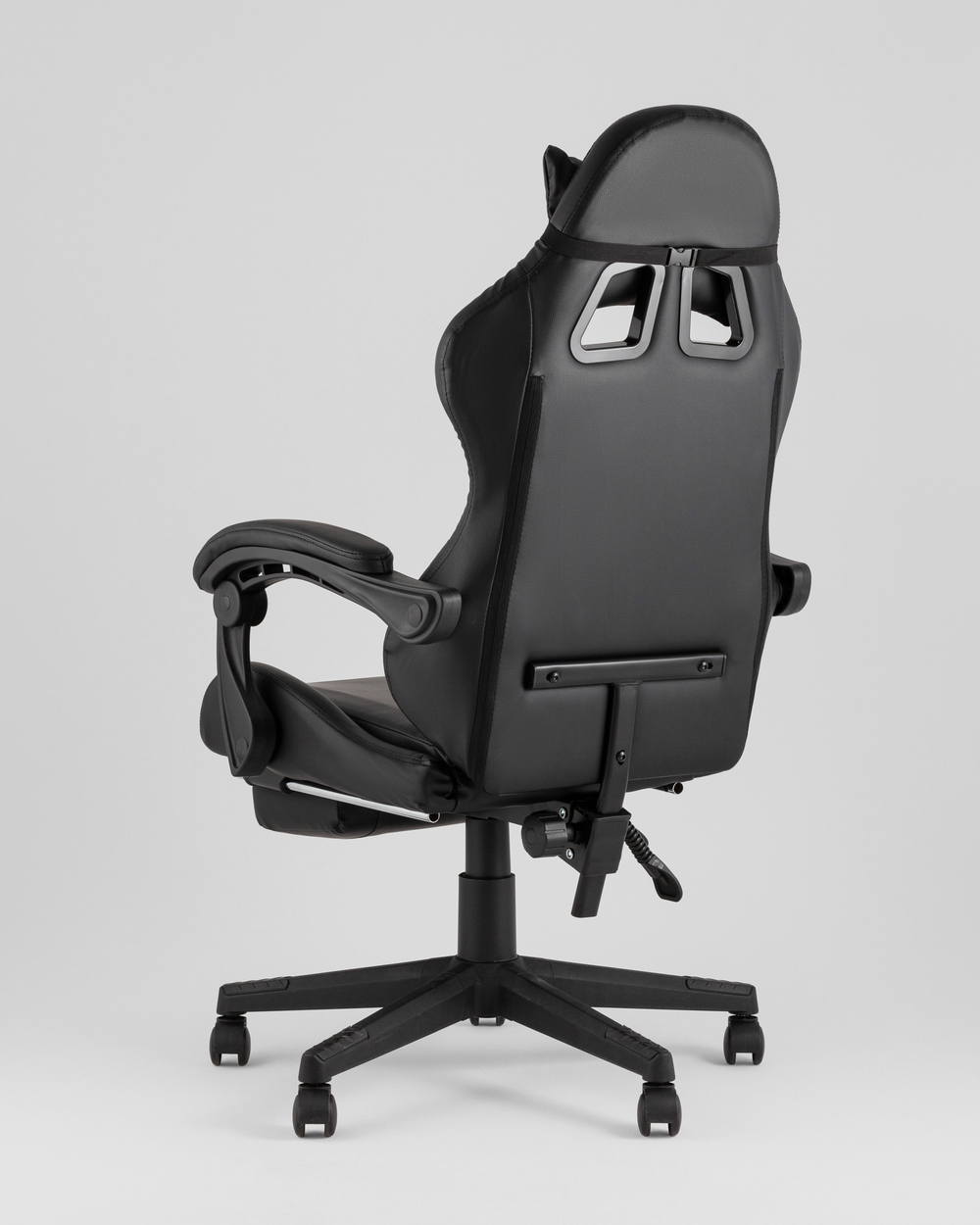 Кресло спортивное TopChairs Prophet с оттоманкой черный